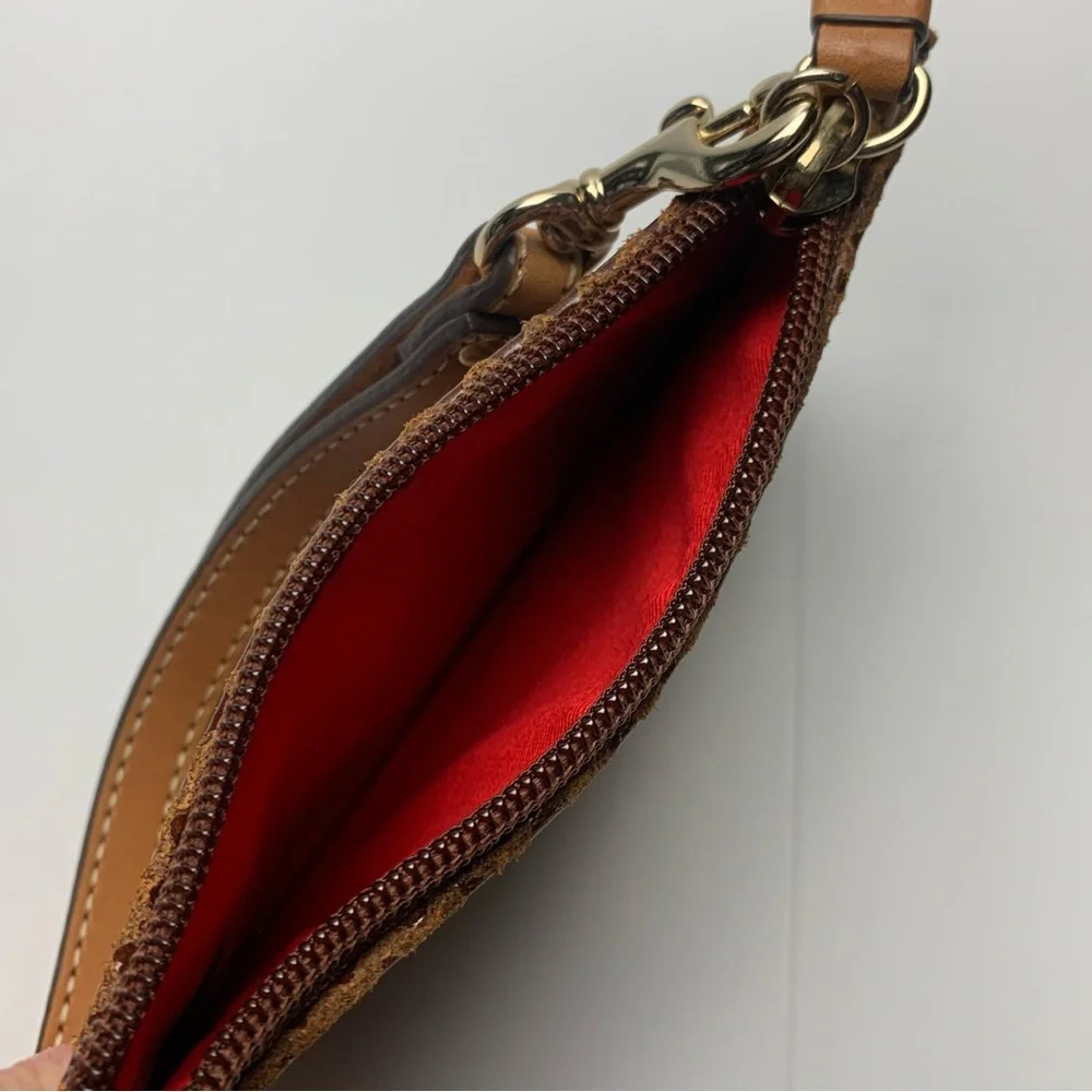 Dooney & Bourke Brown Leather Wristlet Snake Reptile Print Clutch Pouch - Picture 10 of 10